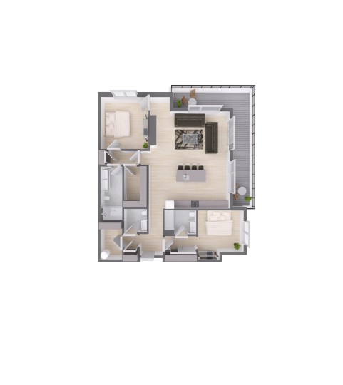 a floor plan of a two bedroom apartment at The  Delaware