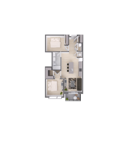 a floor plan of a two bedroom apartment at The  Delaware
