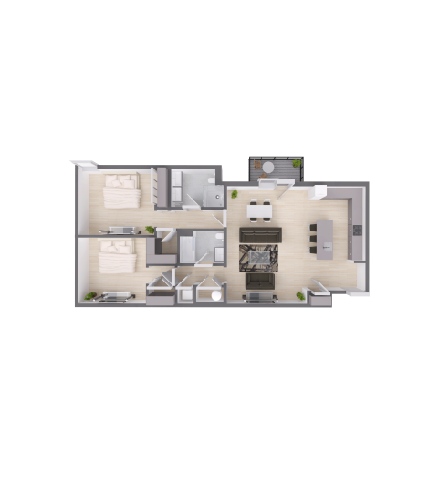 a floor plan of a two bedroom apartment at The  Delaware
