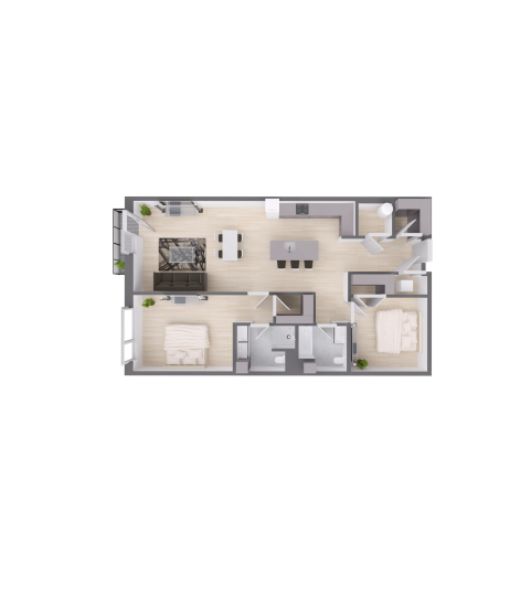 a floor plan of a two bedroom apartment at The  Delaware