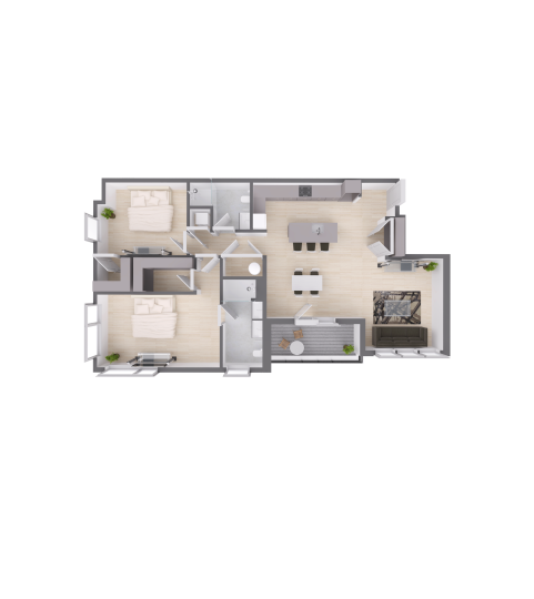 a floor plan of a two bedroom apartment at The  Delaware