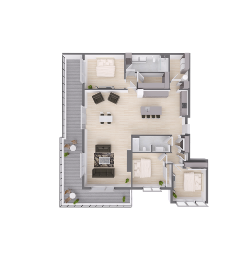 a floor plan of a two bedroom apartment at The  Delaware