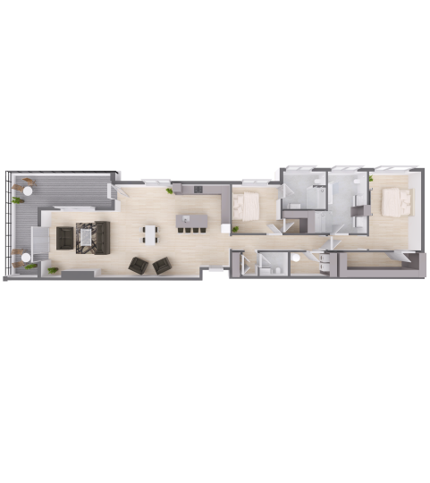 a floor plan of a two bedroom apartment at The  Delaware