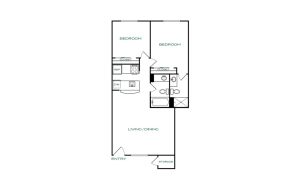 floor plan for the two bedroom apartment at The Jerome