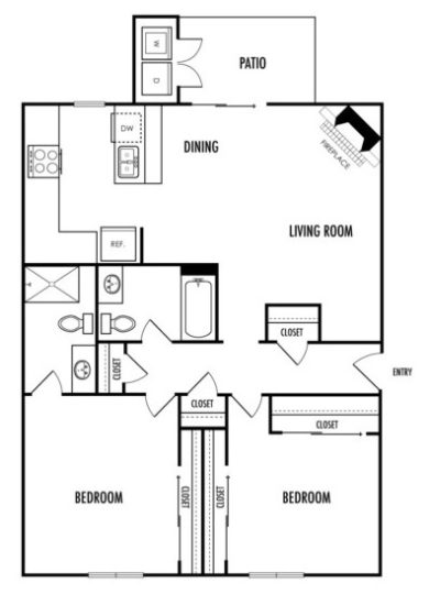 the floor plan for a two bedroom apartment at The  Mark at 2600