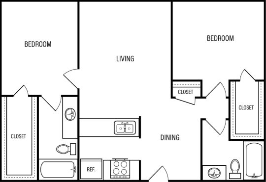 the floor plan for a two bedroom apartment at The WESTON
