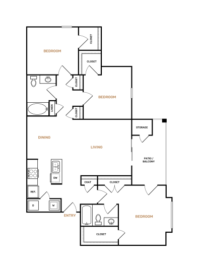 floor plan for the two bedroom apartment at The Landon