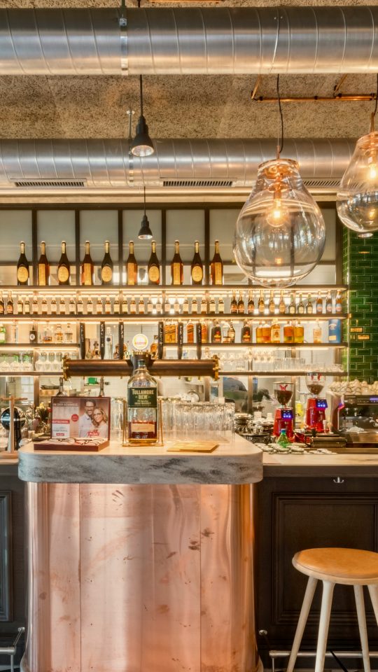 black wooden bar counter