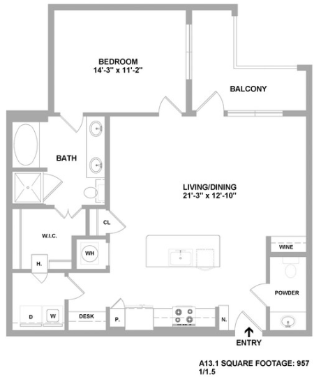 a floor plan for a two bedroom apartment at The Cedar at  Branch