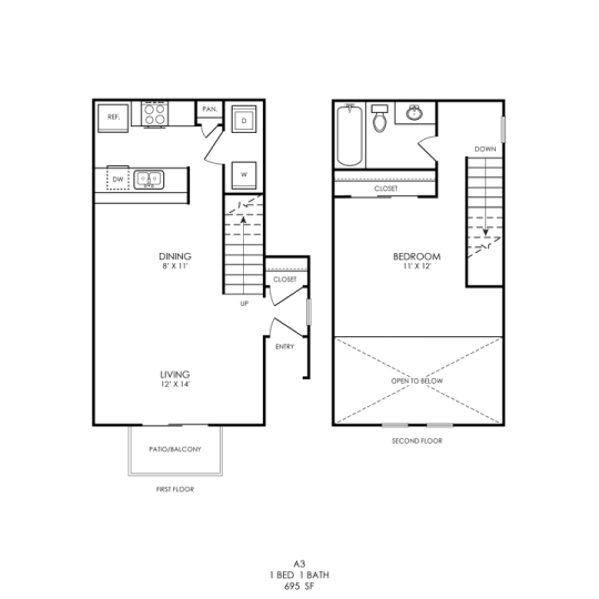 Wilder Floor Plan 1 Bedroom, 1 Bath 1 Bed 1 Bath 695 sqft