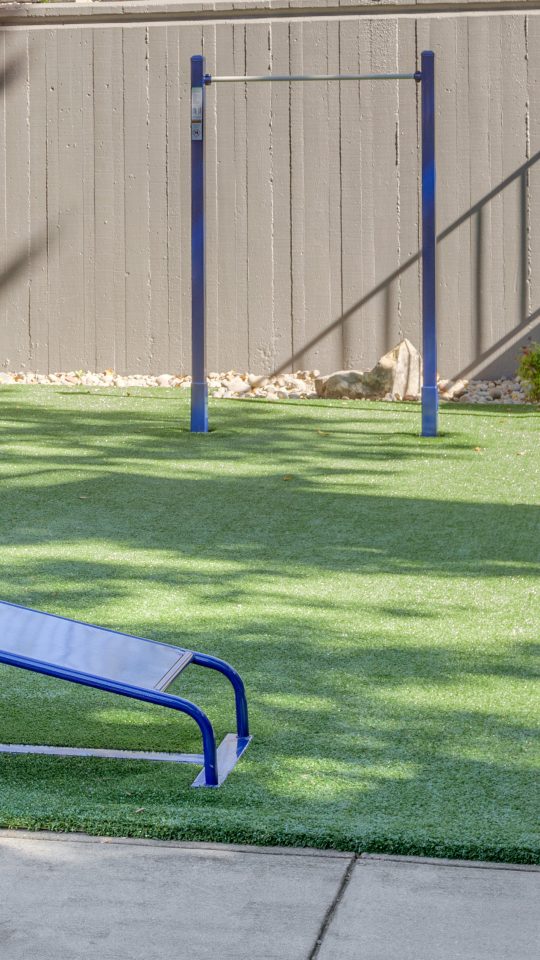 a gym set up in a backyard with artificial grass at The  Jaxon
