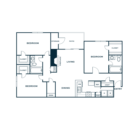 floor plan for the two bedroom apartment at The  Jaxon