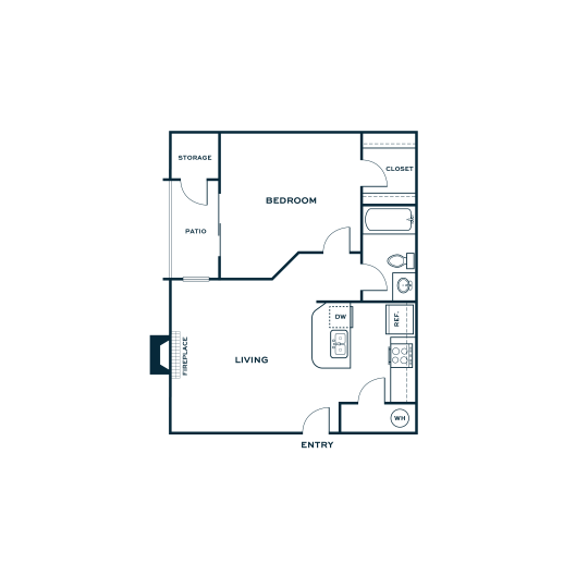 floor plan for the one bedroom apartment at The  Jaxon