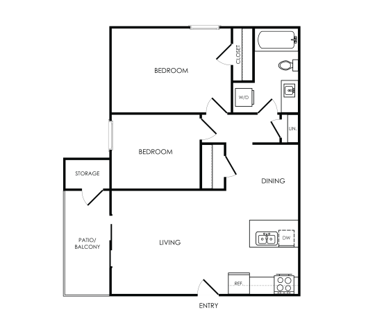 the floor plan for a two bedroom apartment at The Winslow