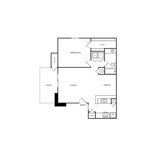 Melville Floor Plan 1 Bed 1 Bath 1 Bed 1 Bath 650 sqft