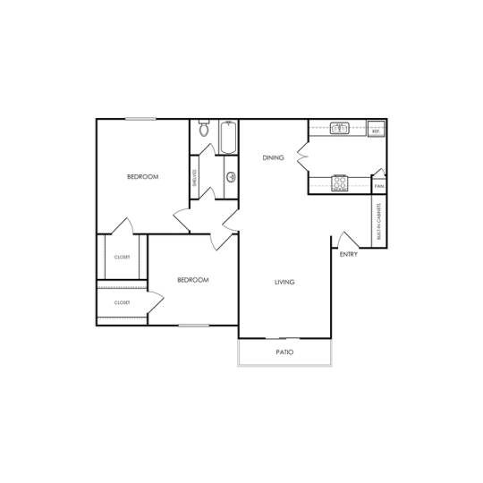 Melville Floor Plan 2 Bed 1 Bath 2 Bed 1 Bath 900 sqft