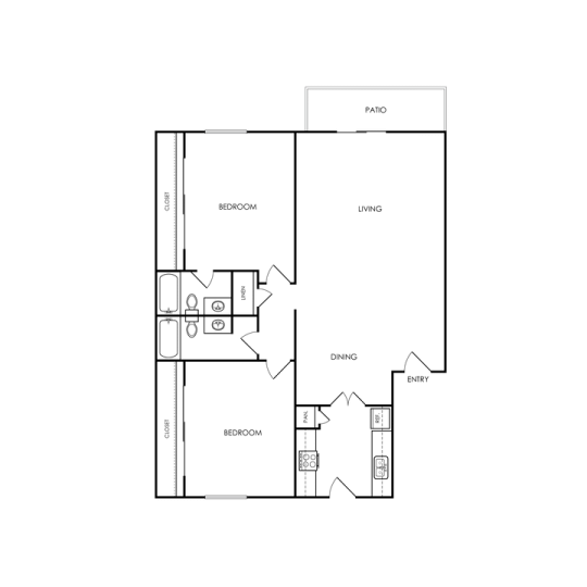 Melville Floor Plan 2 Bed 2 Bath 2 Bed 2 Bath 978 sqft