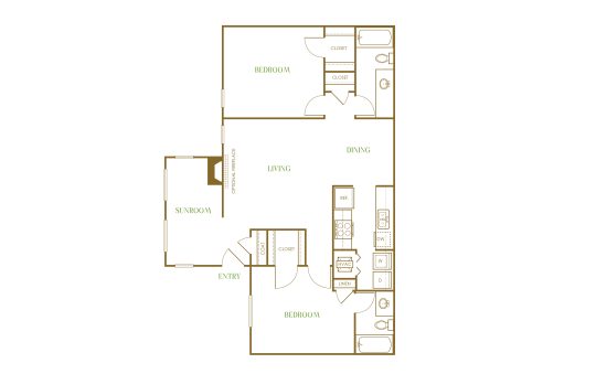 the floor plan for a two bedroom apartment at The Terra at Norcross