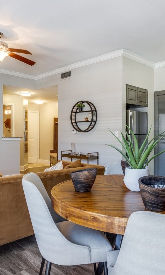 the living room and dining room are clean and well decorated at The Ellwood at Lake Travis