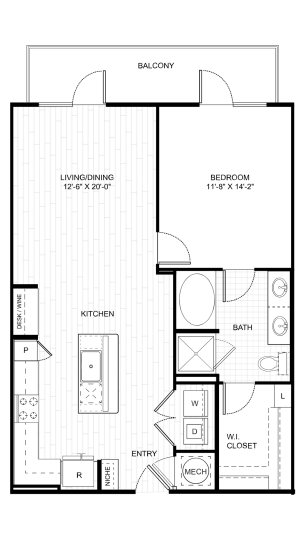 a floor plan of a two bedroom apartment at The Ash at  Branch