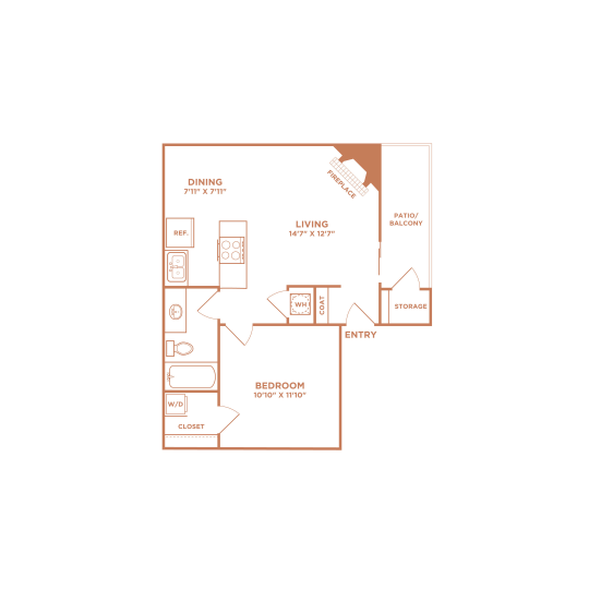 the floor plan for a two bedroom apartment at The  Tatum
