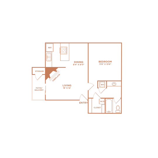 the floor plan for a two bedroom apartment at The  Tatum