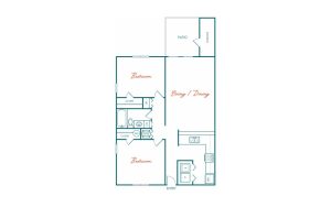 the floor plan for a two bedroom apartment at The Marino