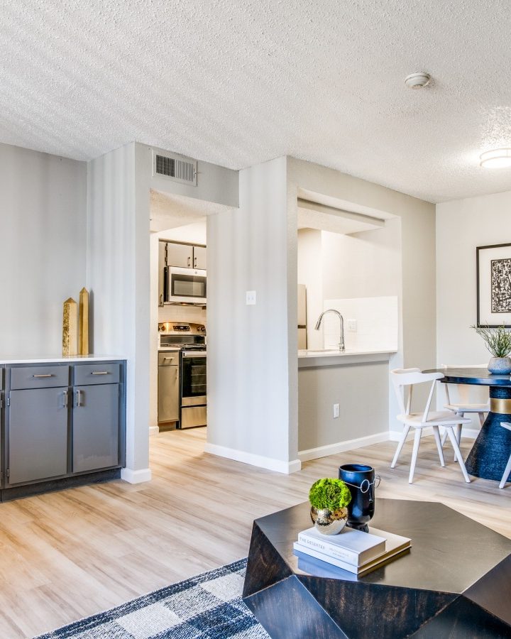 a living room with a couch and coffee table at The  Durham