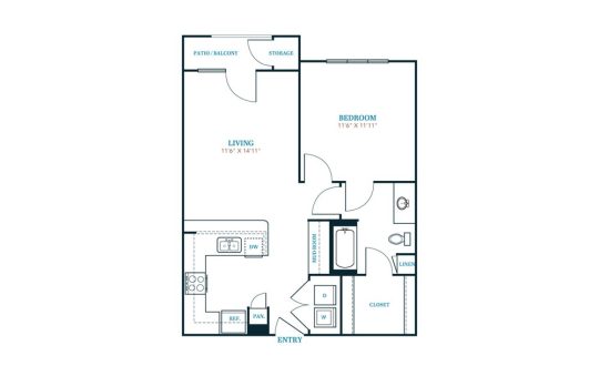 a floor plan for a two bedroom apartment at The Twin Creeks Crossing